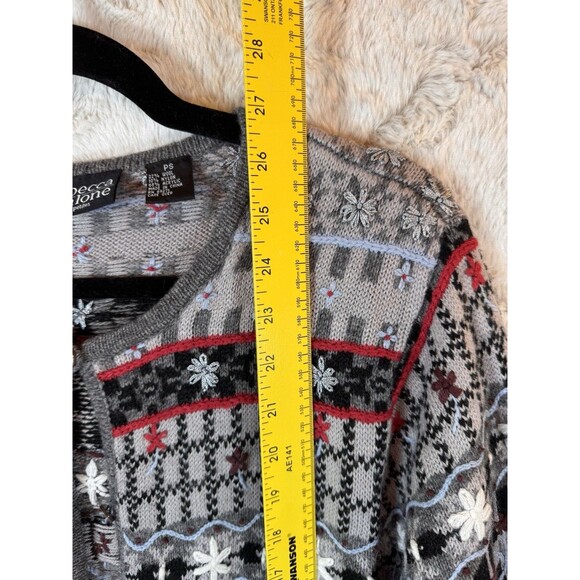 Rebecca Malone Cardigan Sweater Women's Small Petite Wool Blend Flowers - Picture 10 of 10
